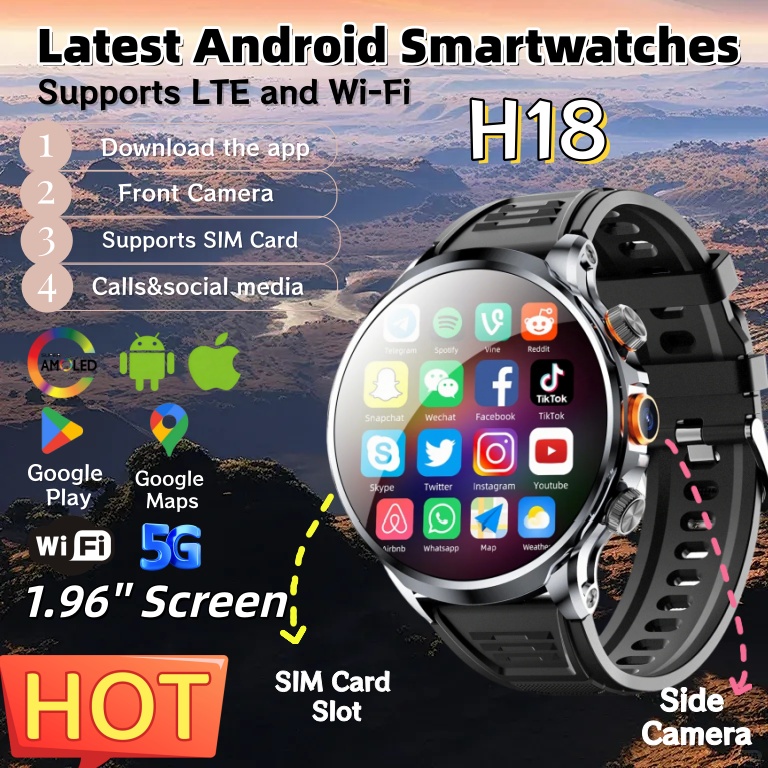 Seaweed Snack - NIEUWE 4G Android H18 Smartwatch 1.95